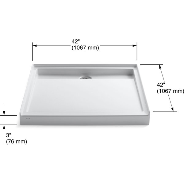 K99970 Kohler Groove 42" x 42" Single Threshold Rear Center Drain